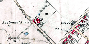 Prebendal Farm on a map of 1880